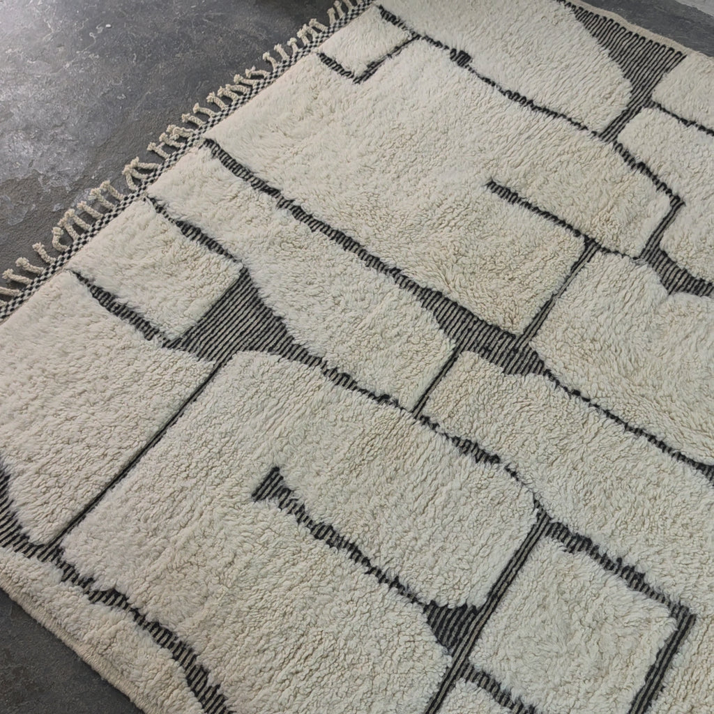Handmade Beni Ourain Wool Rug with Modern Abstract Design