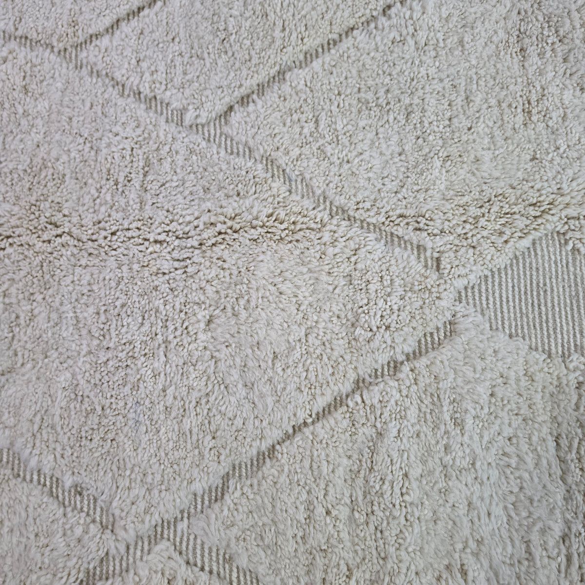Handmade Beni Ourain Wool Rug with Geometric Relief Pattern