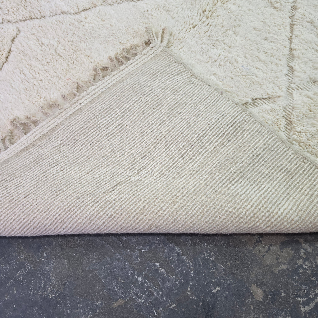 Handmade Beni Ourain Wool Rug with Geometric Relief Pattern