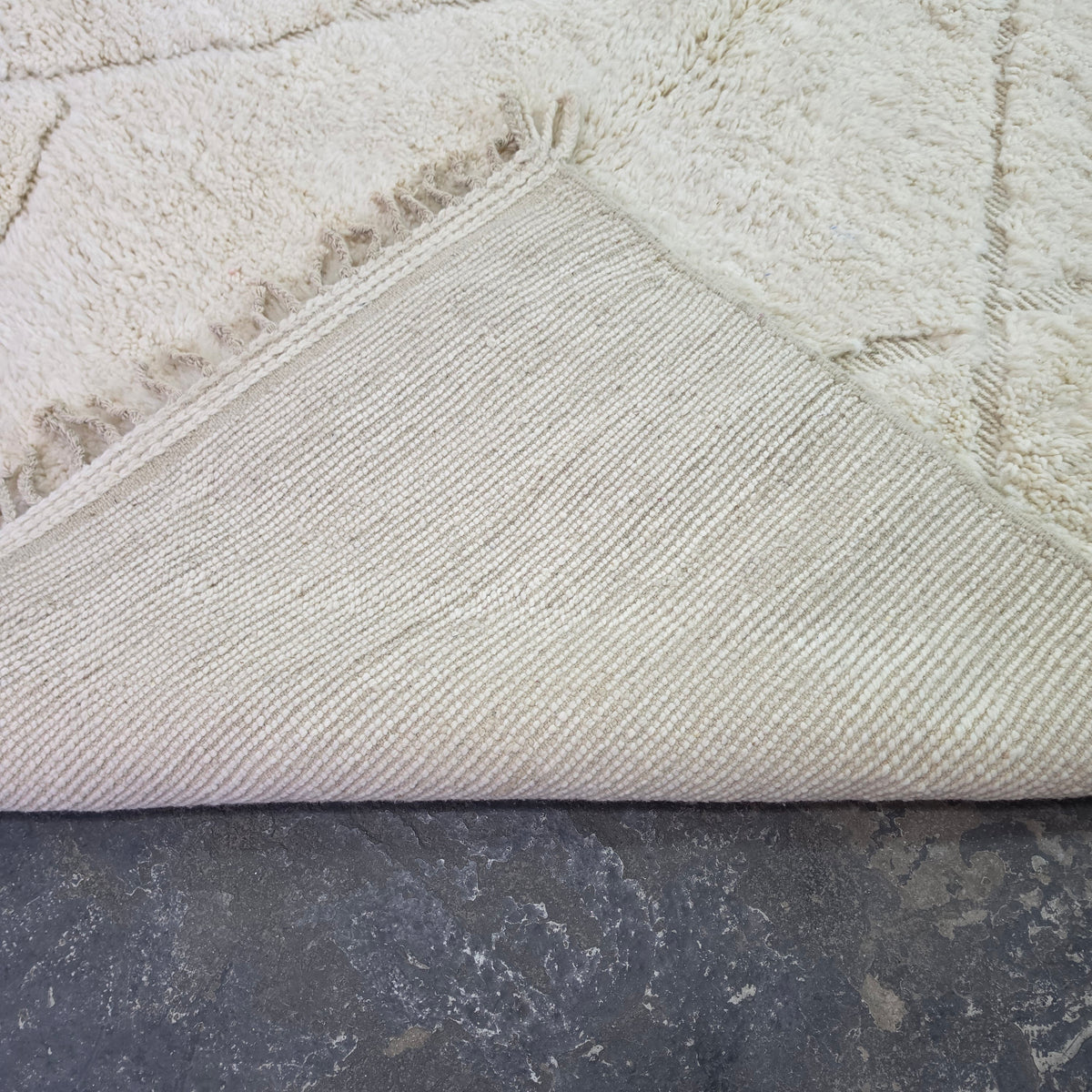 Handmade Beni Ourain Wool Rug with Geometric Relief Pattern