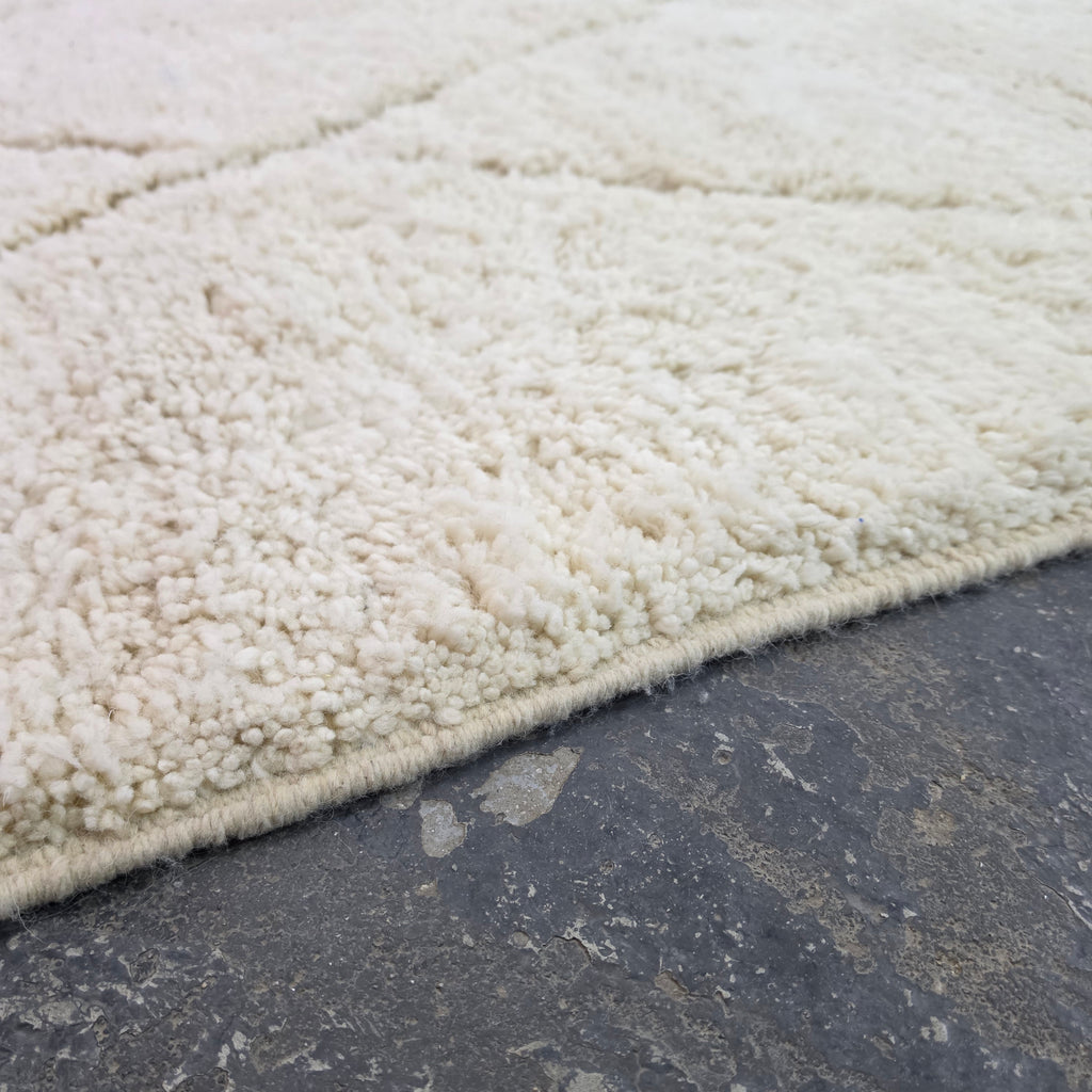 Handmade Beni Ourain Wool Rug with Geometric Relief Pattern