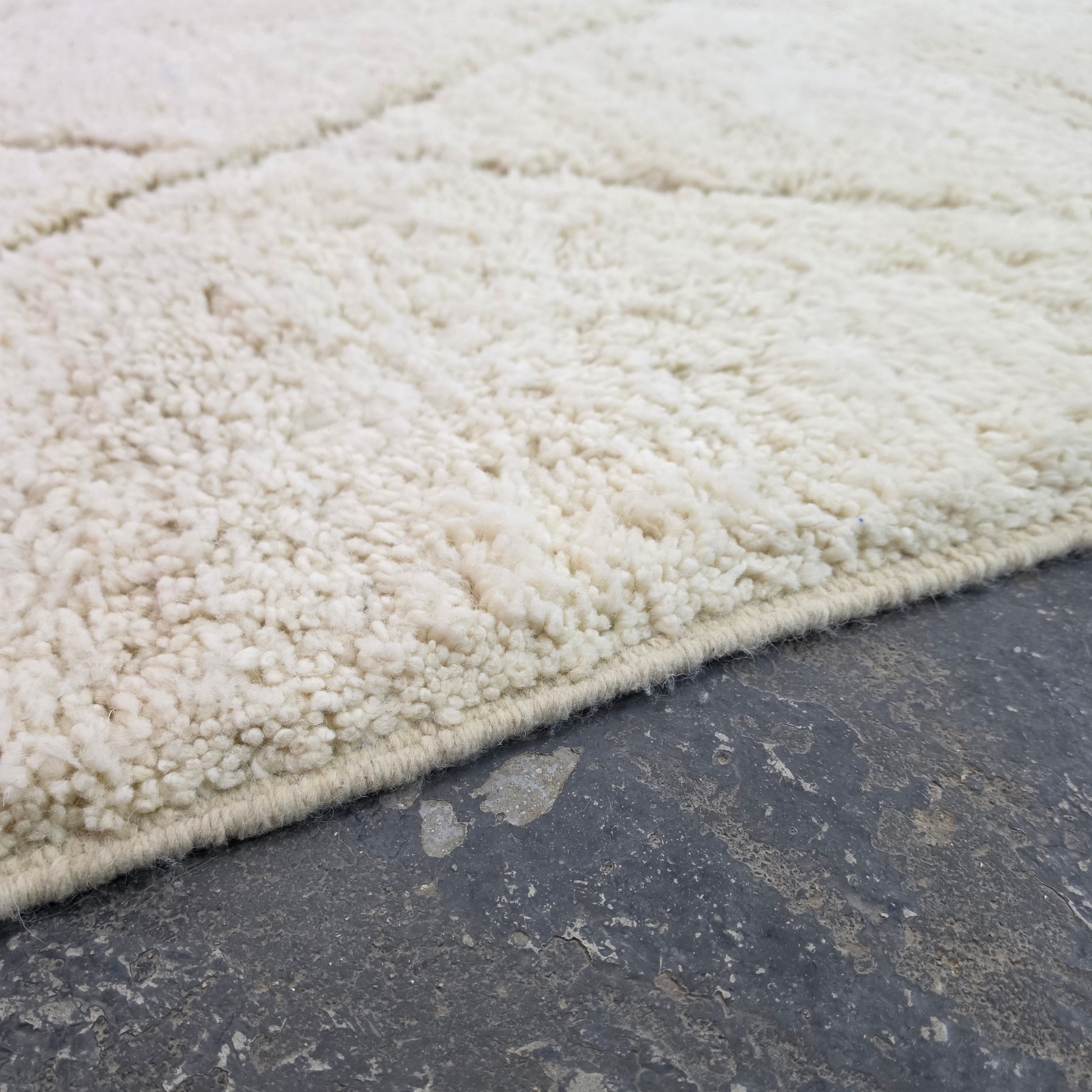 Handmade Beni Ourain Wool Rug with Geometric Relief Pattern
