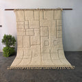 Solid Beni Ourain Rug – All-Ivory Wool with Carved Relief Pattern | 213 × 290 cm