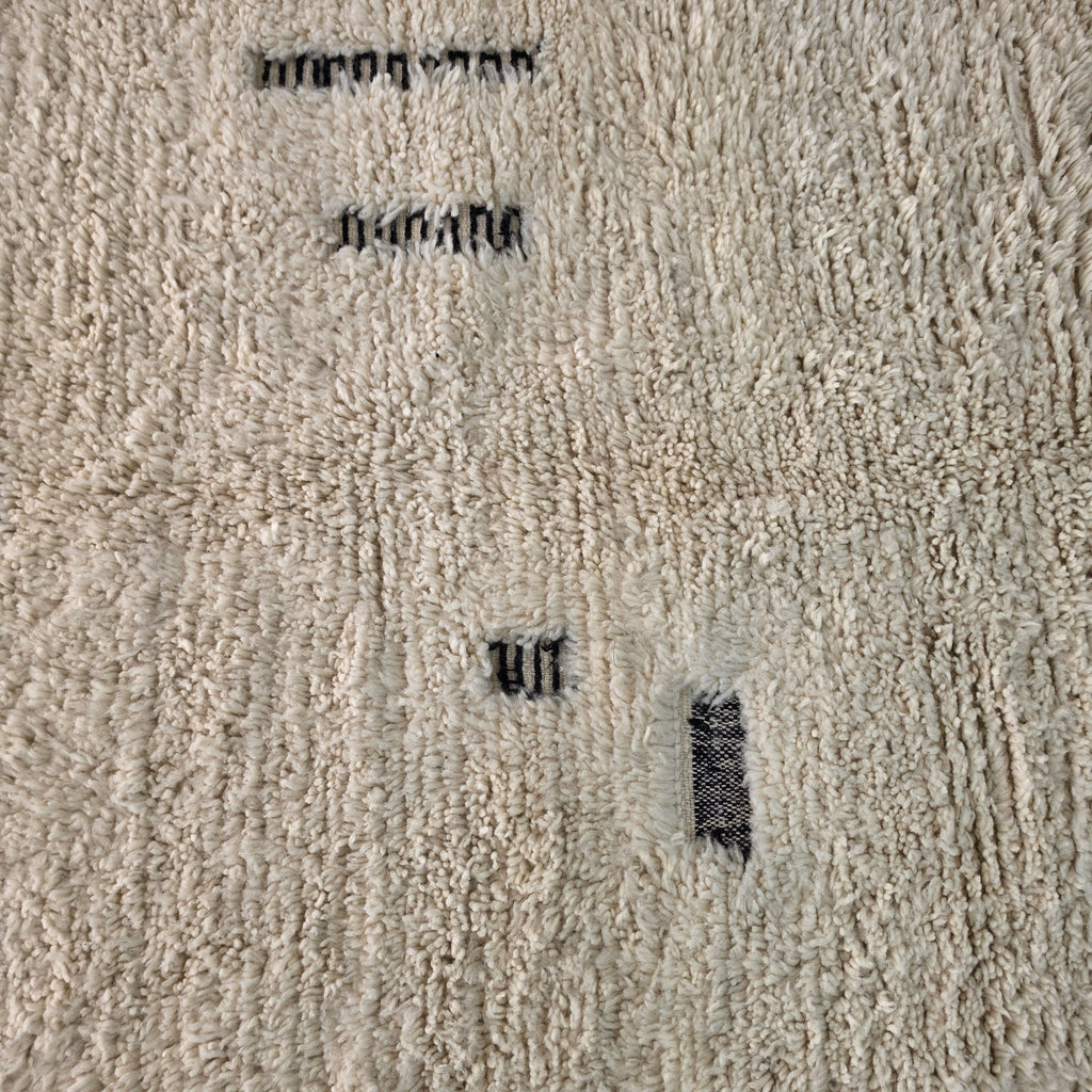 Handmade Beni Ourain Wool Rug with Minimalist Berber Dash Patterns