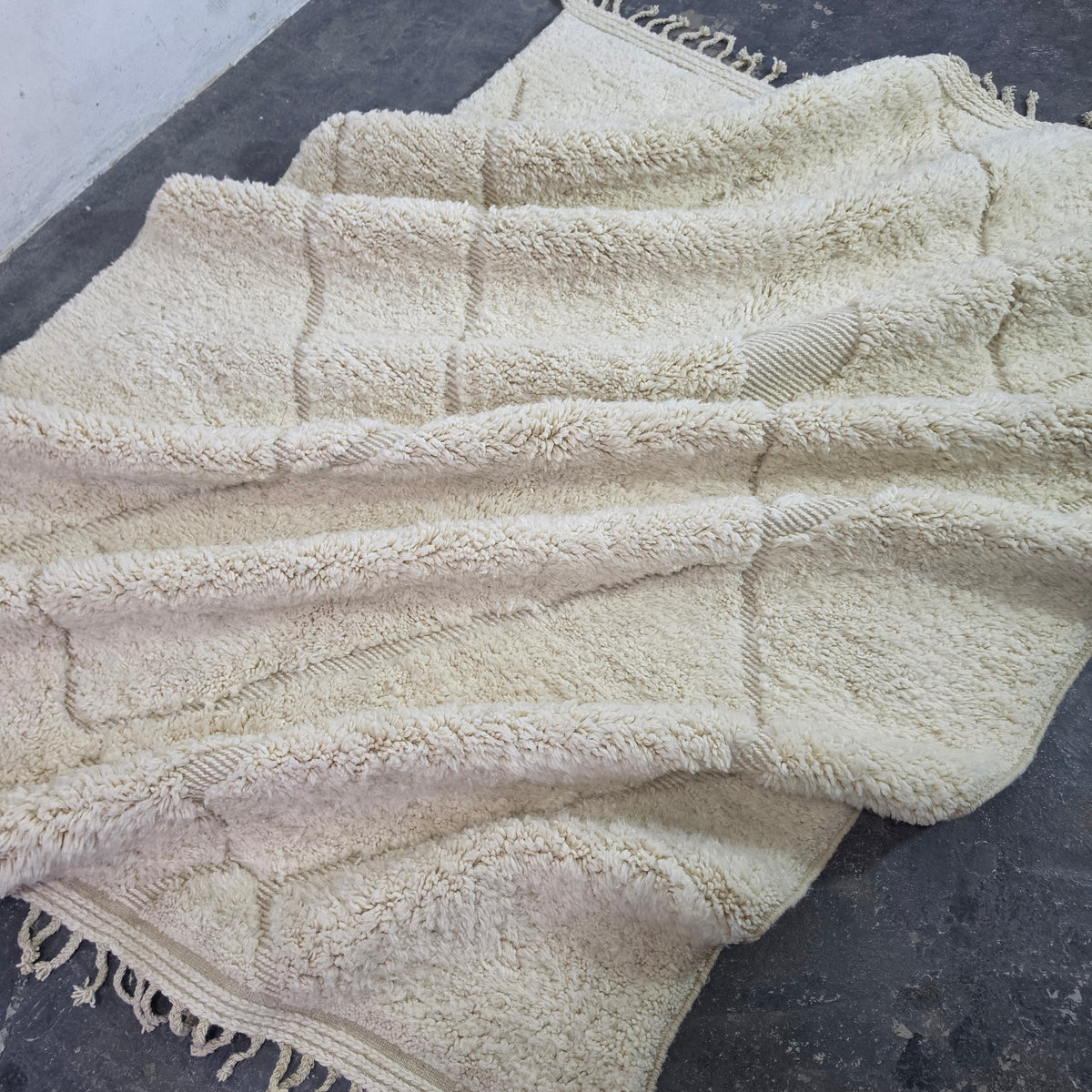 Handmade Beni Ourain Wool Rug with Geometric Relief Pattern