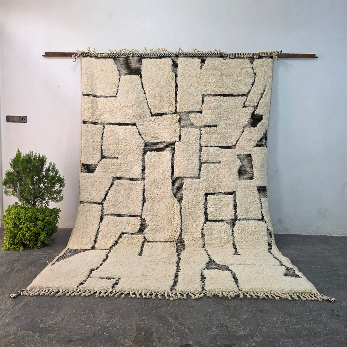 Handmade Beni Ourain Wool Rug with Modern Abstract Design