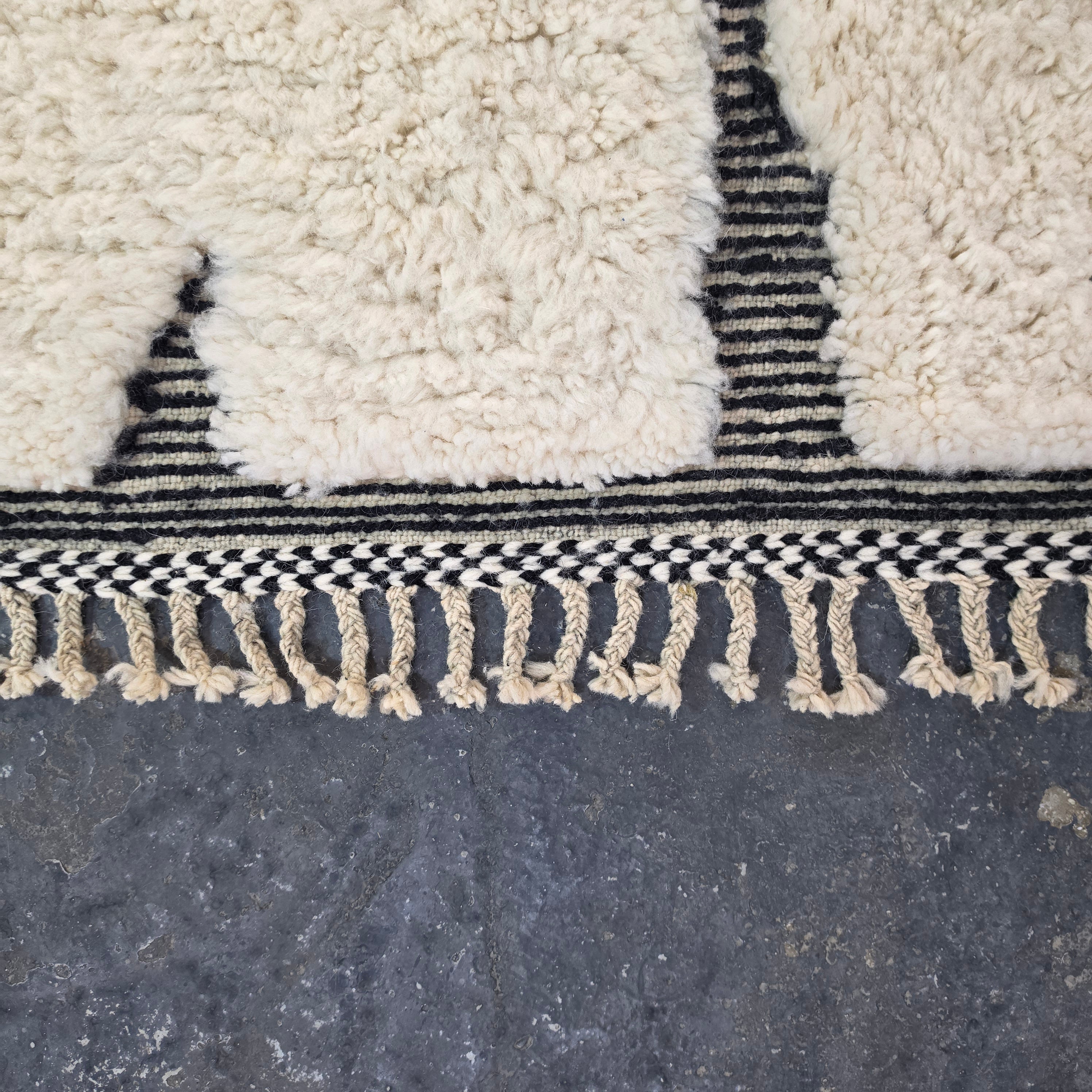 Handmade Beni Ourain Wool Rug with Modern Abstract Design