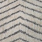 Macro close-up of wavy chevron zigzag pattern woven into ivory wool