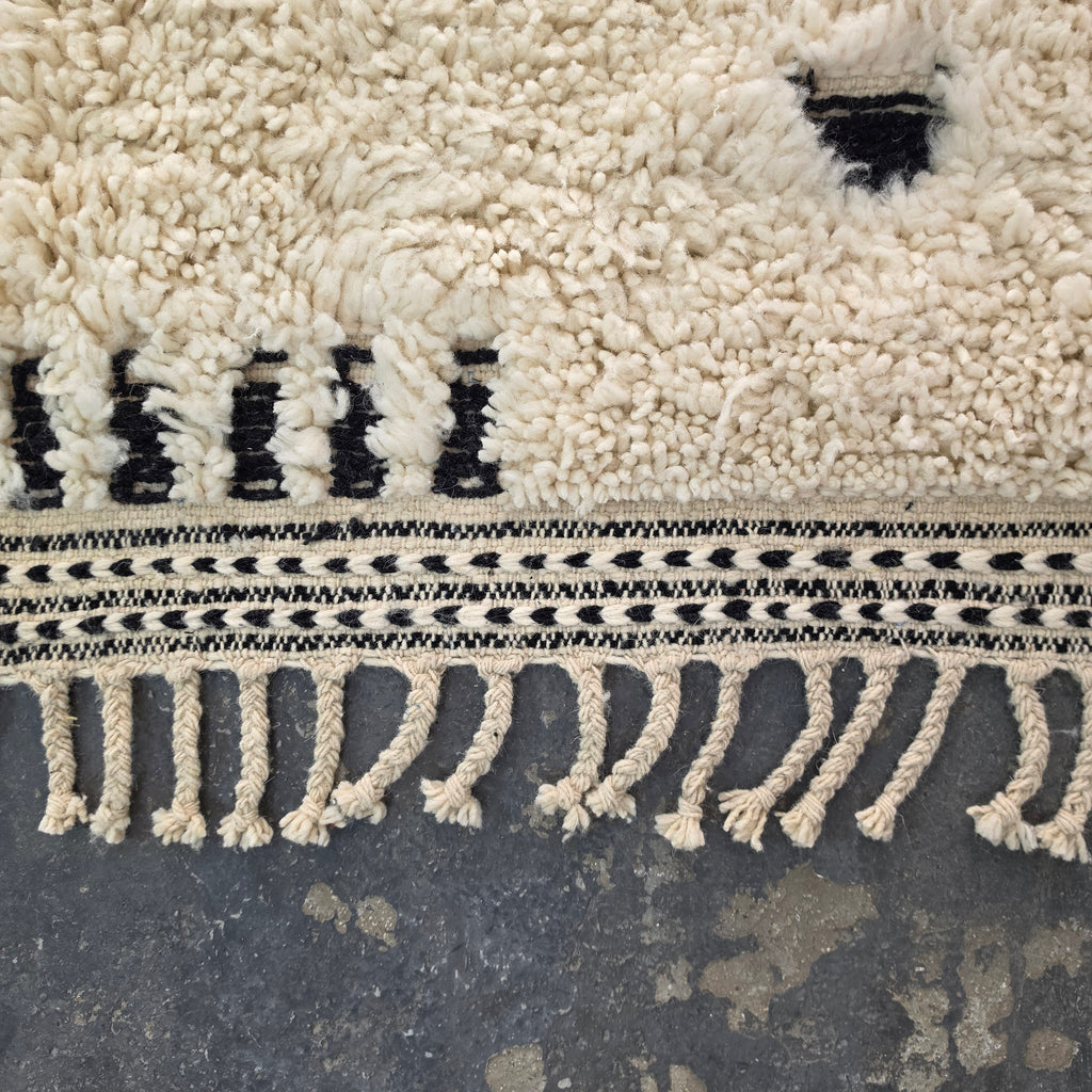 Handmade Beni Ourain Wool Rug with Minimalist Berber Dash Patterns