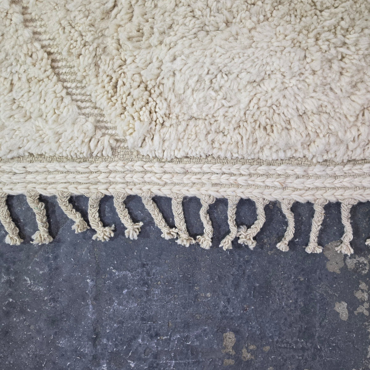 Handmade Beni Ourain Wool Rug with Geometric Relief Pattern