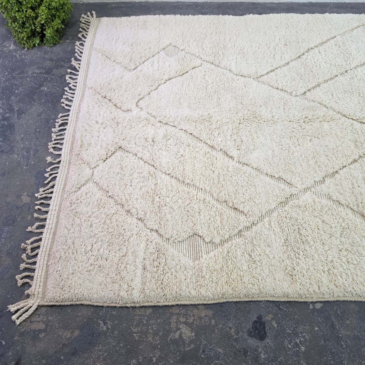 Handmade Beni Ourain Wool Rug with Geometric Relief Pattern