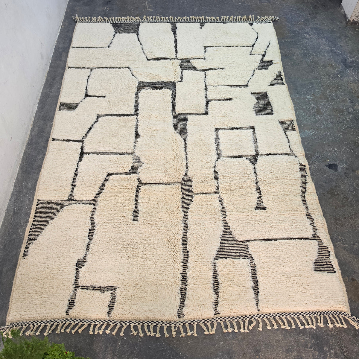 Handmade Beni Ourain Wool Rug with Modern Abstract Design