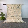 Authentic Hand-Knotted Moroccan Beni Ourain Rug with Blue Geometric Design